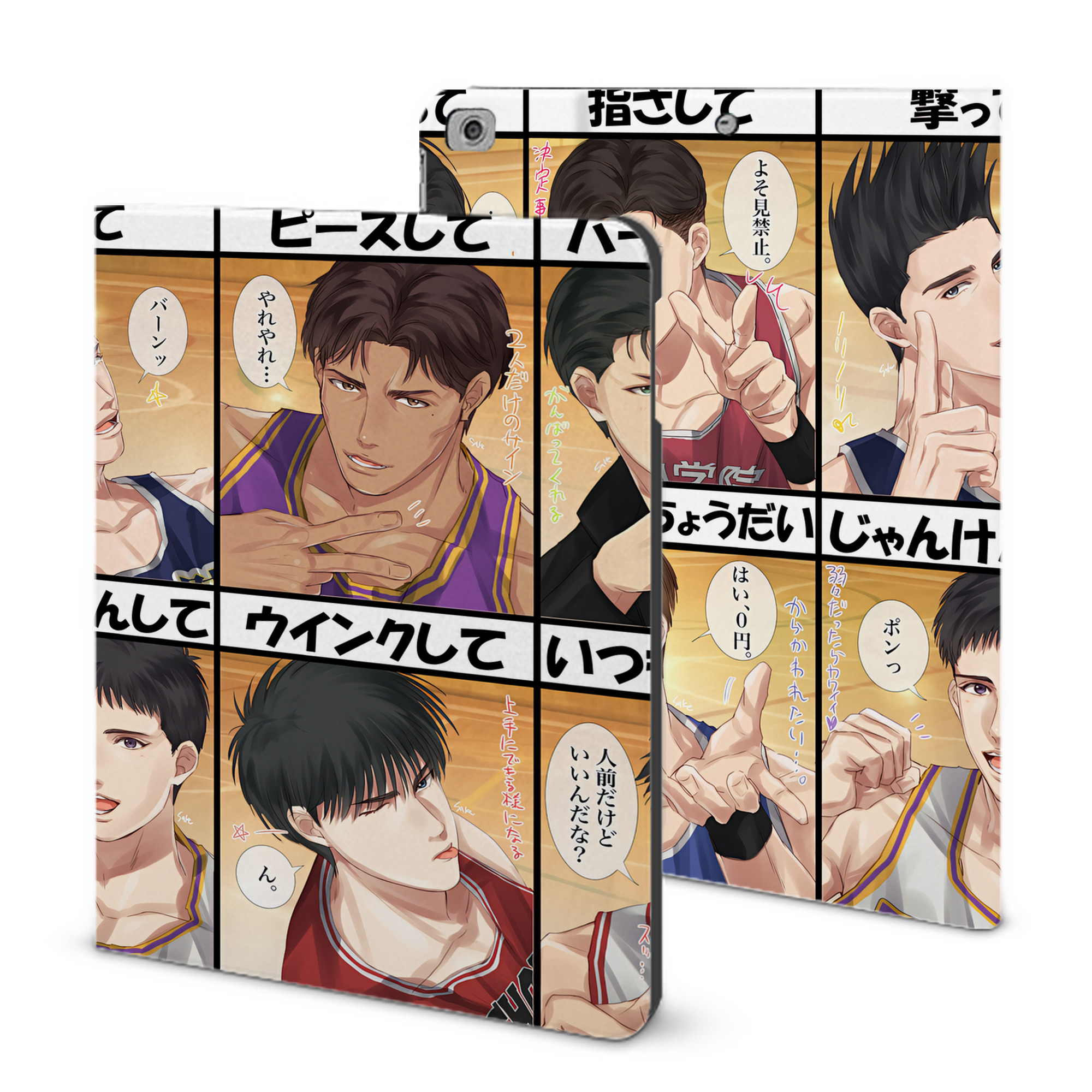 （画像用） SLAM DUNK／スラムダンク IPad ケース ブック型 PUレザー TPU 耐衝撃 軽量 薄型 ペン収納なし 全面保護 IPad 各モデル対応